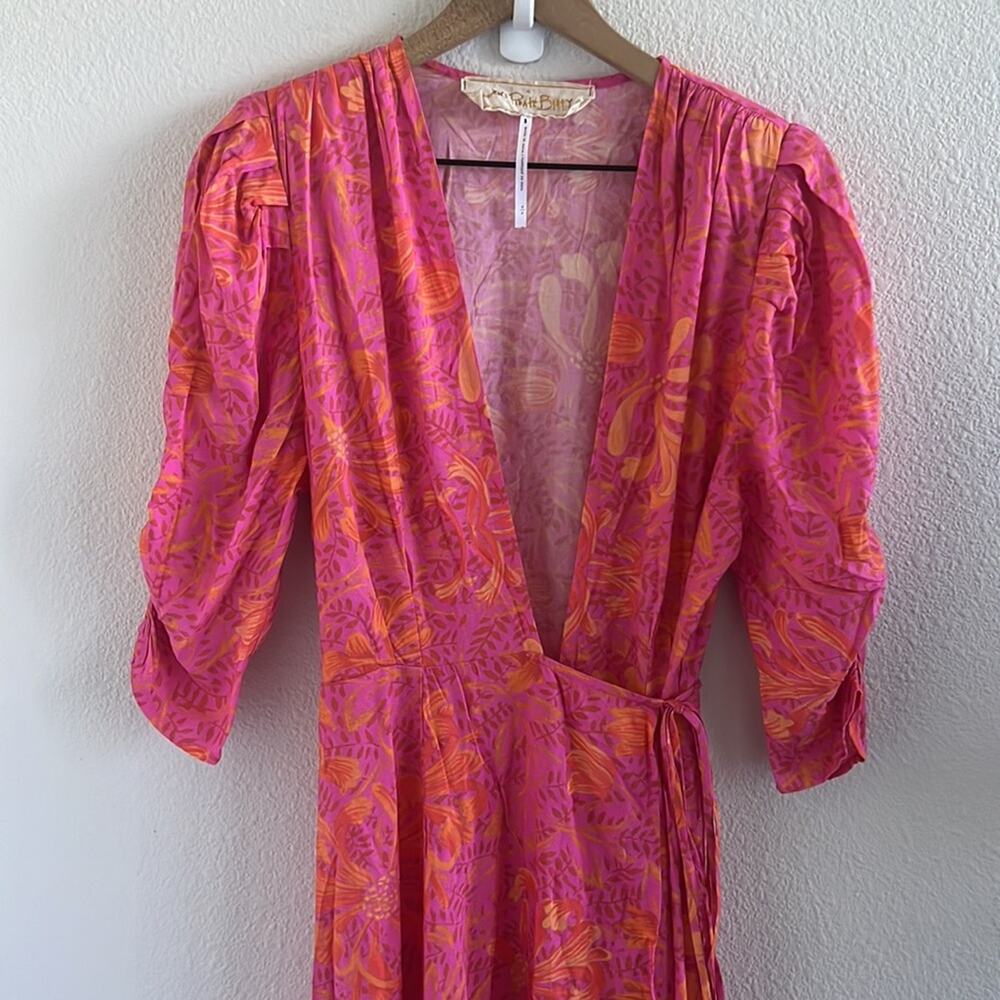 Jen's Pirate Booty Garden Party Row Maxi Wrap Dress Pink Orange Small - Picture 4 of 14